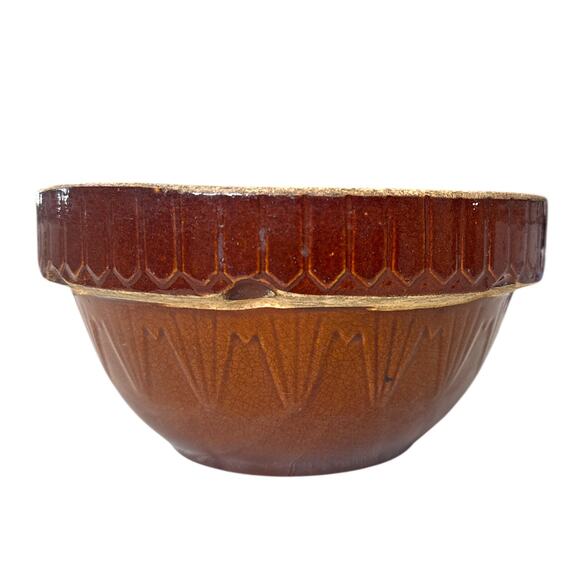 Other - Vintage Brown Glazed Stoneware Bowl 10” Rustic Farmhouse Pottery